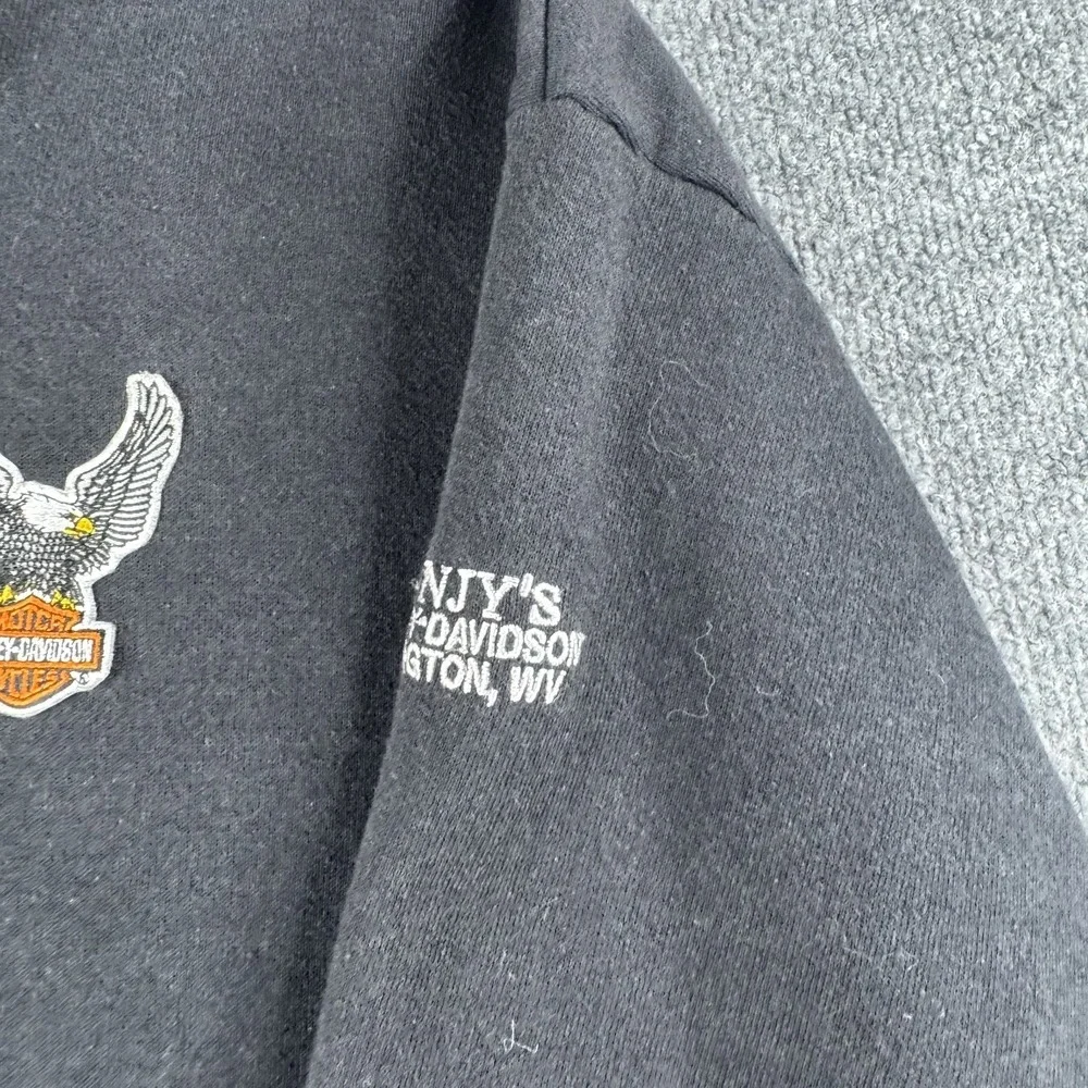 Harley Davidson Hoodie Men L Black Pullover Sweatshirt Eagle Biker Motorcycle WV